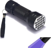 Mini UV LED zaklamp 21LED Violet Paars Licht AAA - Zwart