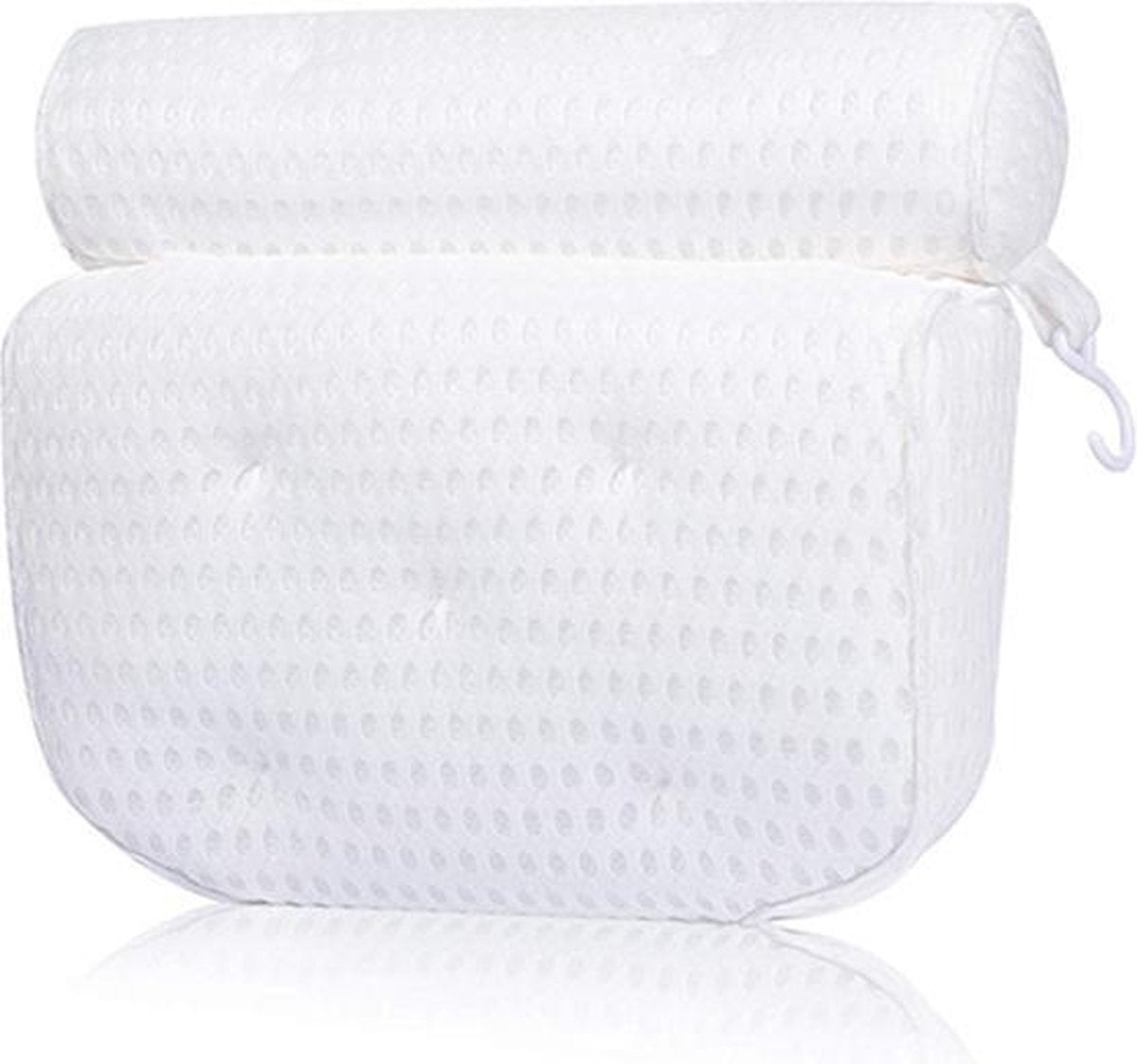 Luxe 4D Mesh Badkussen voor hoofd/nek/schouder en rug met  7 Zuignappen | Hoofdsteun voor in bad en jacuzzi | Nekkussen | Badkameraccessoires |Bad-Doucheaccessoires | Wit