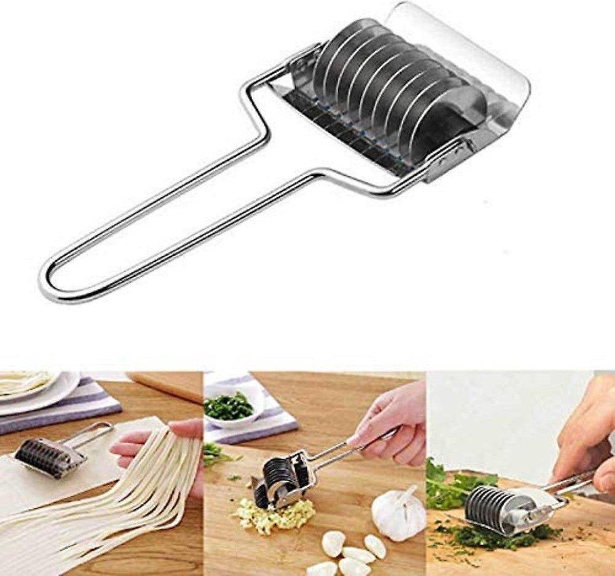 Multifunctionele roestvrijstalen rollensnijder - Groenteschredder Spice Noodles Maker - Slicer c- 1Pcs Stainless Steel Onion Chopper Slicer Garlic Coriander Cutter Cooking Tools Slicing Tool Kitchen Accessories Gadgets Vegetable Cutter