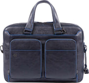 Piquadro Laptoptas Blue Square S Leer - blauw