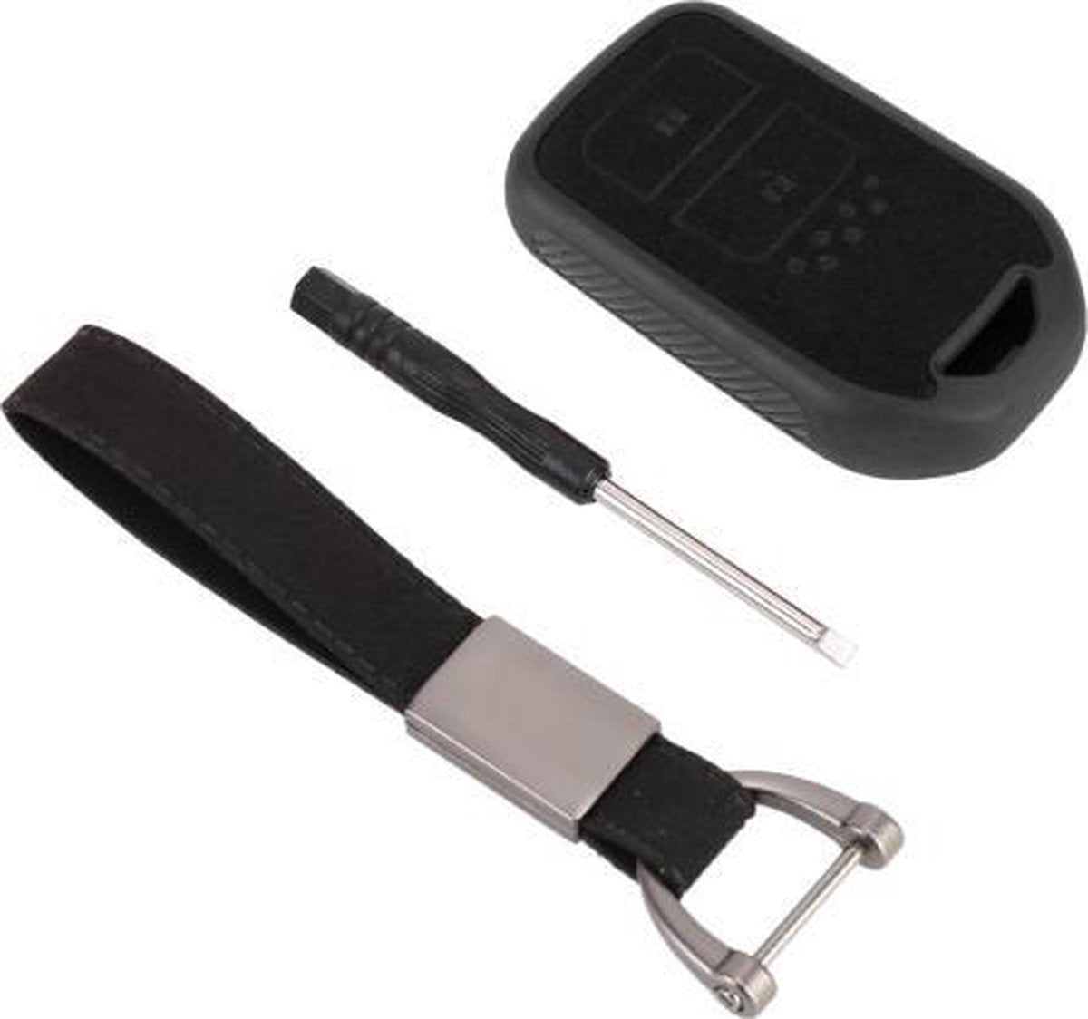 Auto Stroomden Plastic Mesvormige Sleutel Beschermhoes Twee Knoppen voor Honda (Zwart)