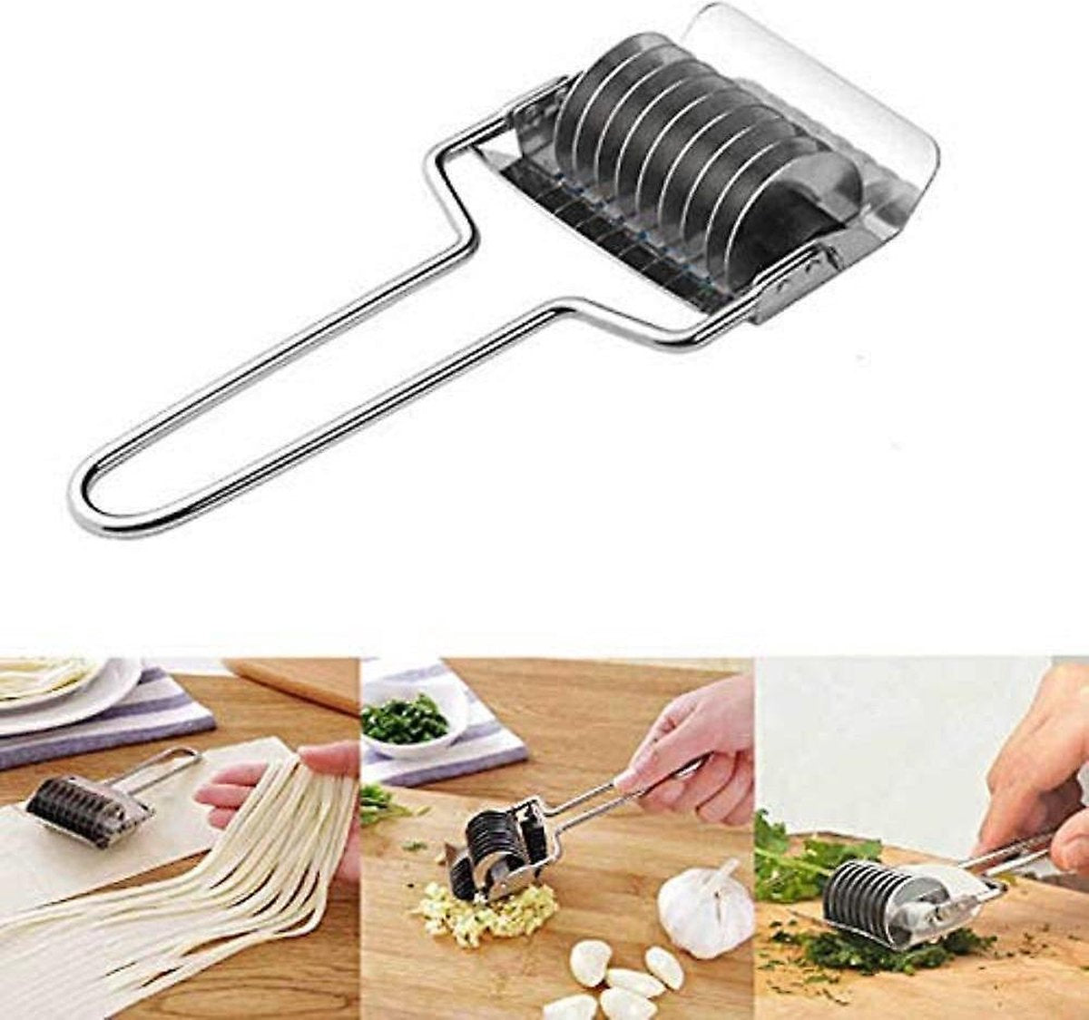 Multifunctionele roestvrijstalen rollensnijder  - Groenteschredder Spice  Noodles Maker  - Slicer c- 1Pcs Stainless Steel Onion Chopper Slicer Garlic Coriander Cutter Cooking Tools Slicing Tool Kitchen Accessories Gadgets Vegetable Cutter