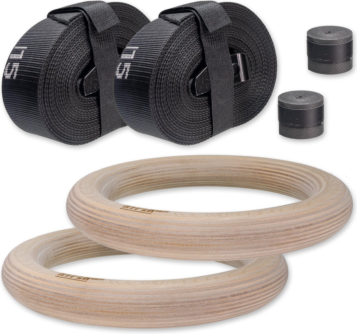 Hypergym® Turnringen - Professioneel - Brede Genummerde Banden + Gratis Griptape