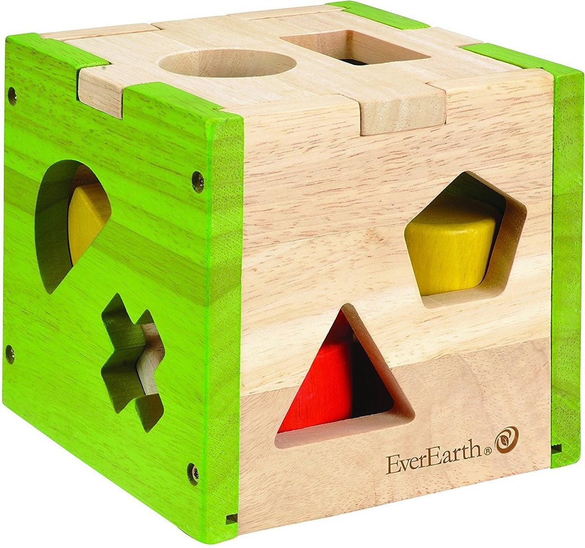Everearth Vormenstoof Hout Groen Blank Vierkant 15 Cm