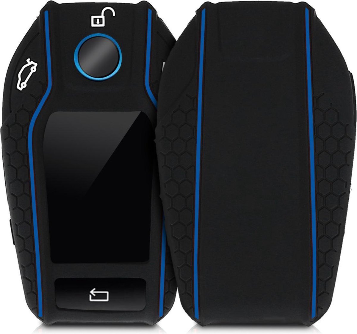 kwmobile autosleutelhoes voor BMW Display Key autosleutel - Siliconen beschermhoes in zwart / blauw