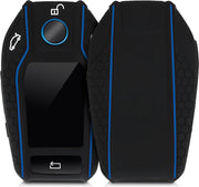 kwmobile autosleutelhoes voor BMW Display Key autosleutel - Siliconen beschermhoes in zwart / blauw