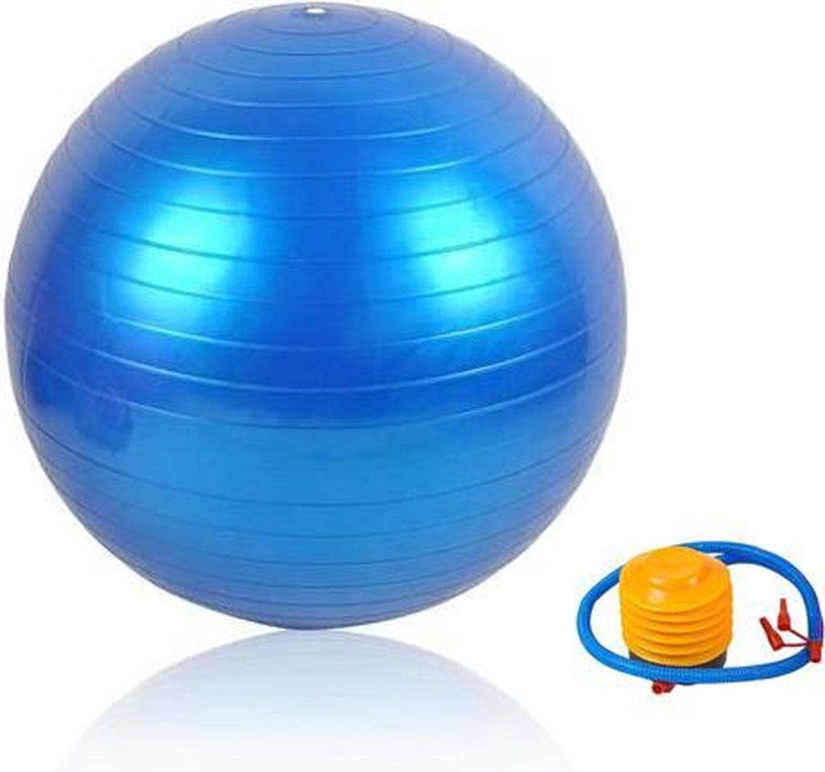 Duo Bakkersport - 65 cm Gymnastic Ball - Yoga fitness - Vinyl - Inclusief handpompje Blauw