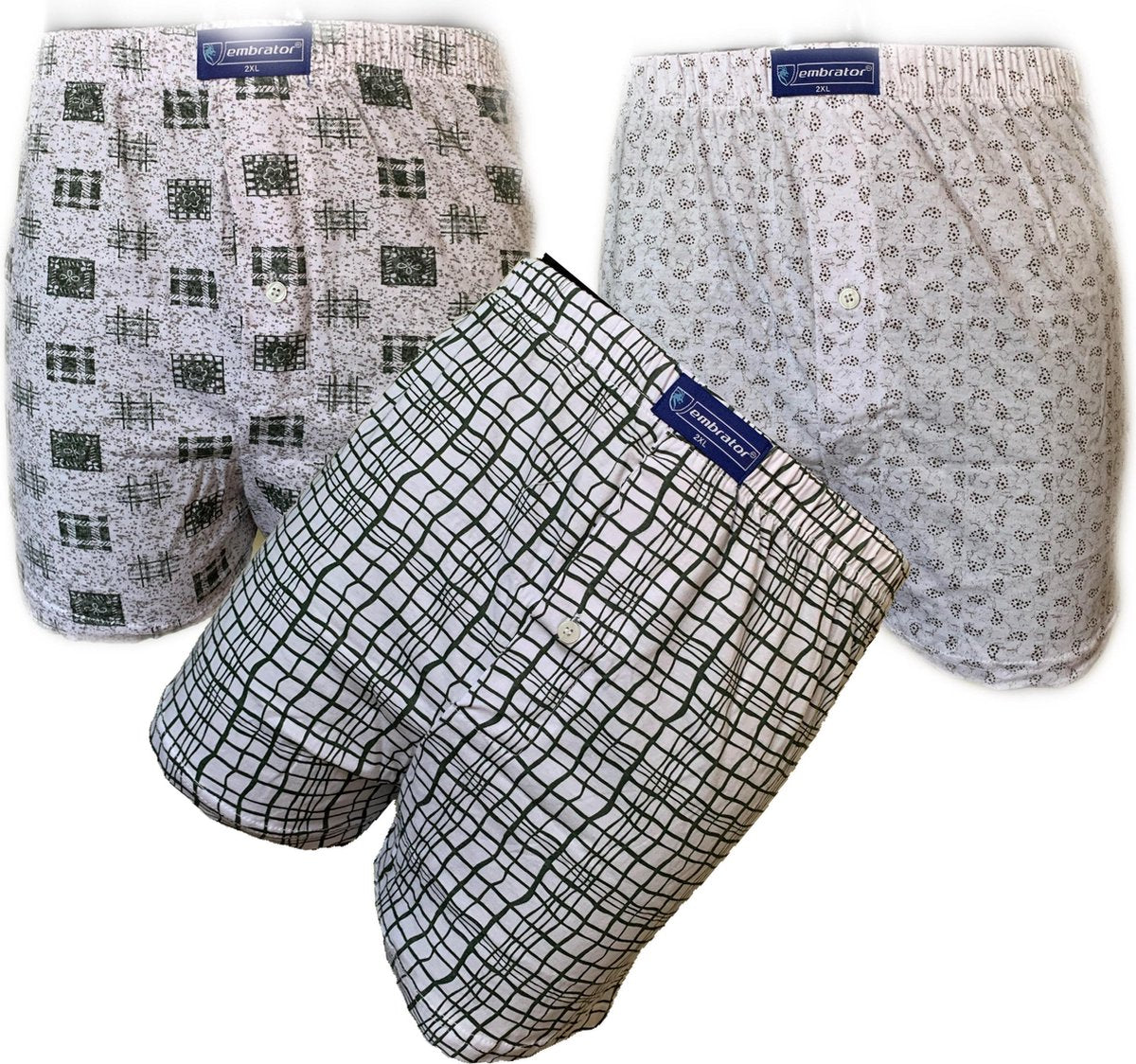 Embrator 3-stuks mannen Boxershorts Loose Fit katoen maat XXL