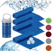 relaxdays 4x verkoelende handdoek - sporthanddoek - ijshanddoek - cooling towel - blauw