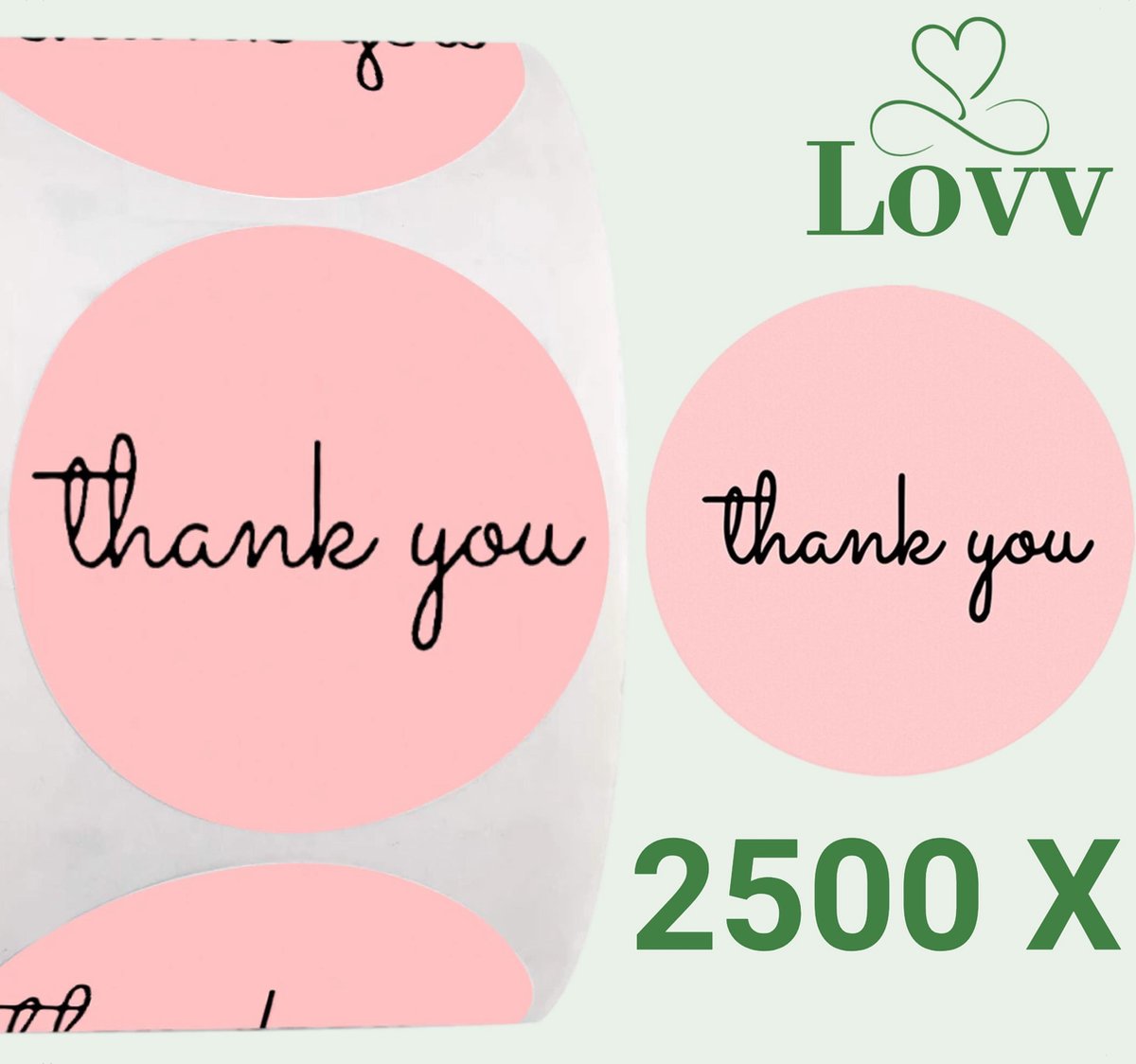 5 Rollen Stickers-Thank You- Sluitstickers-5 x 500 stuks Stickers op rol