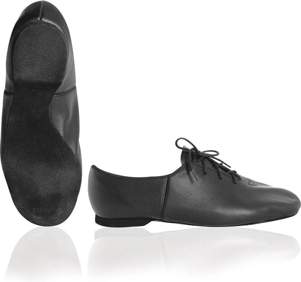 Jazzschoenen Papillon Zwart Leer – Platte Dansschoenen Salsa – Volledige Zool – Maat 36