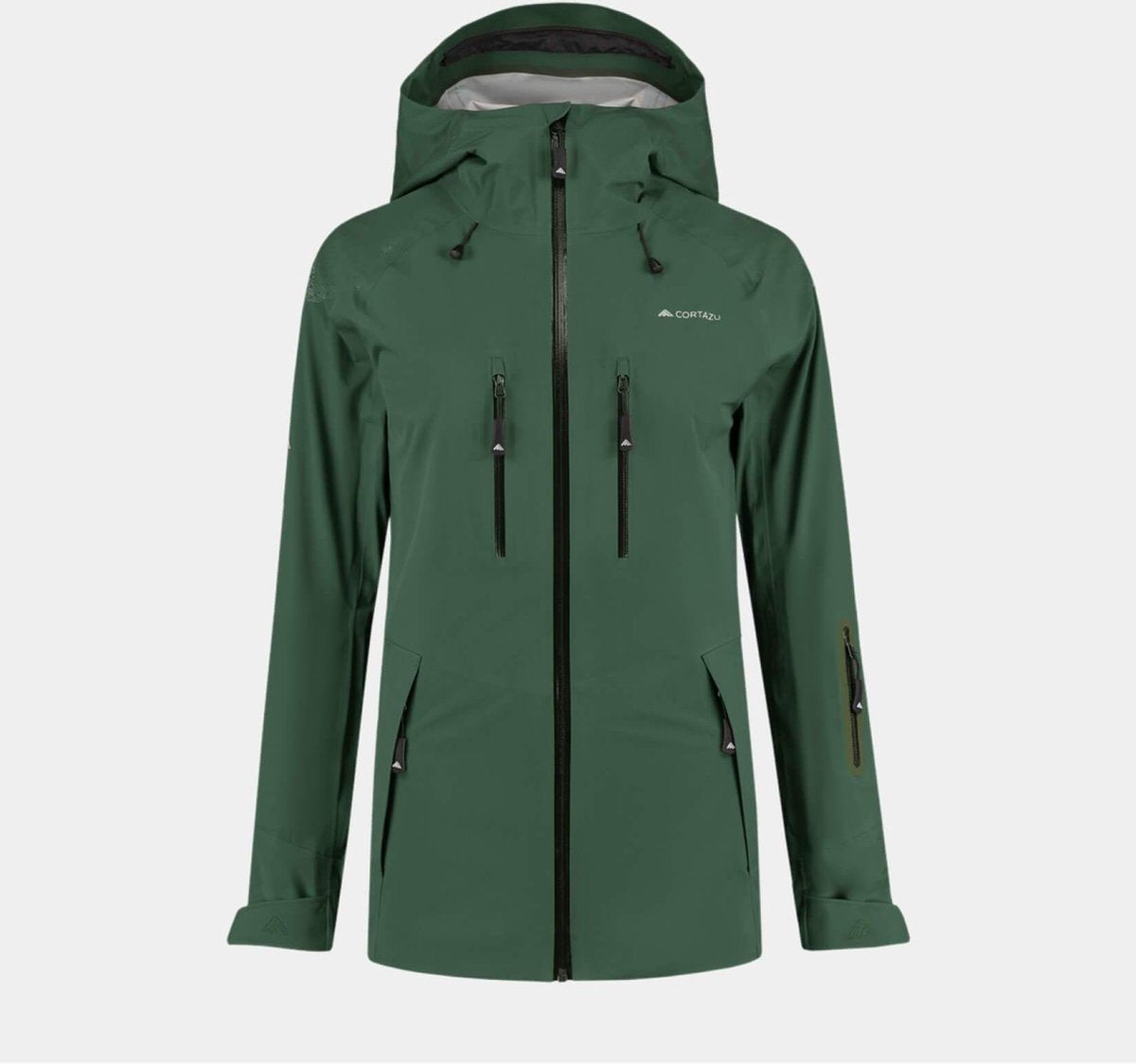 Cortazu Mountain Hard Shell Jas  Donker Groen | Dames warme outdoor jas waterdicht & winddicht met capuchon