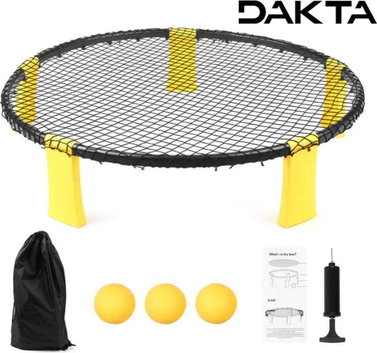 Dakta® Spike Ball Set | Spikebal | Roundball | Buitenspel | Roundnet | met Trampoline en 4 Ballen | Outdoor Game
