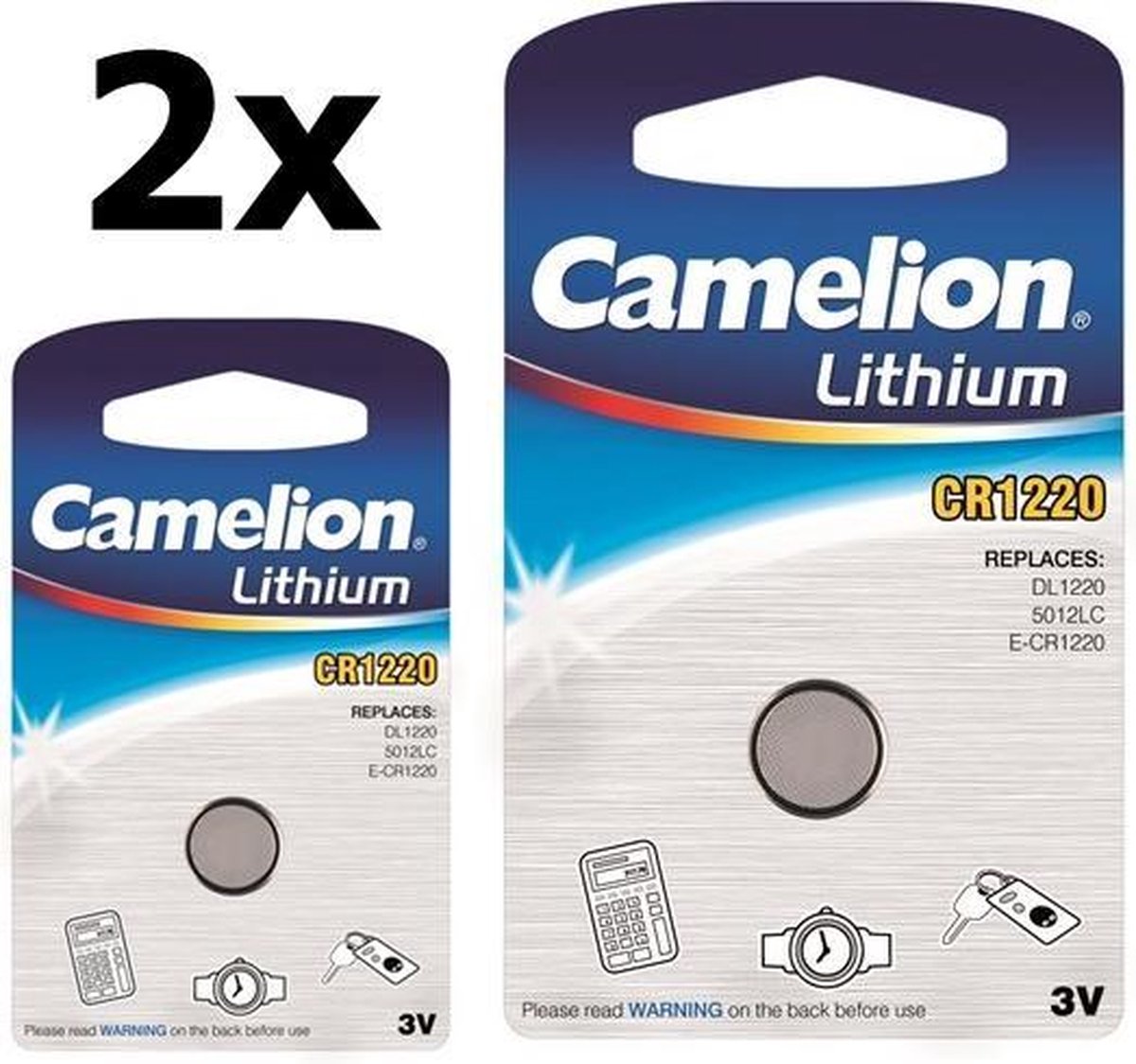 2 Stuks (2 Blister a 2st) Camelion CR1220 3V 40mAh lithium knoopcelbatterij