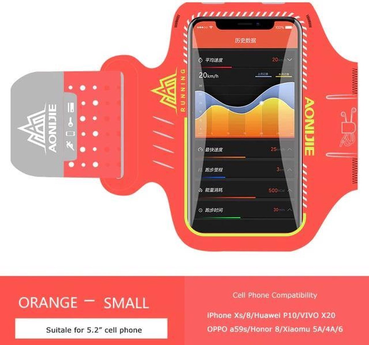 Aonijie armband | Sportarmband | Smartphone | Running | Accessoires |Oranje | 5.2 ''