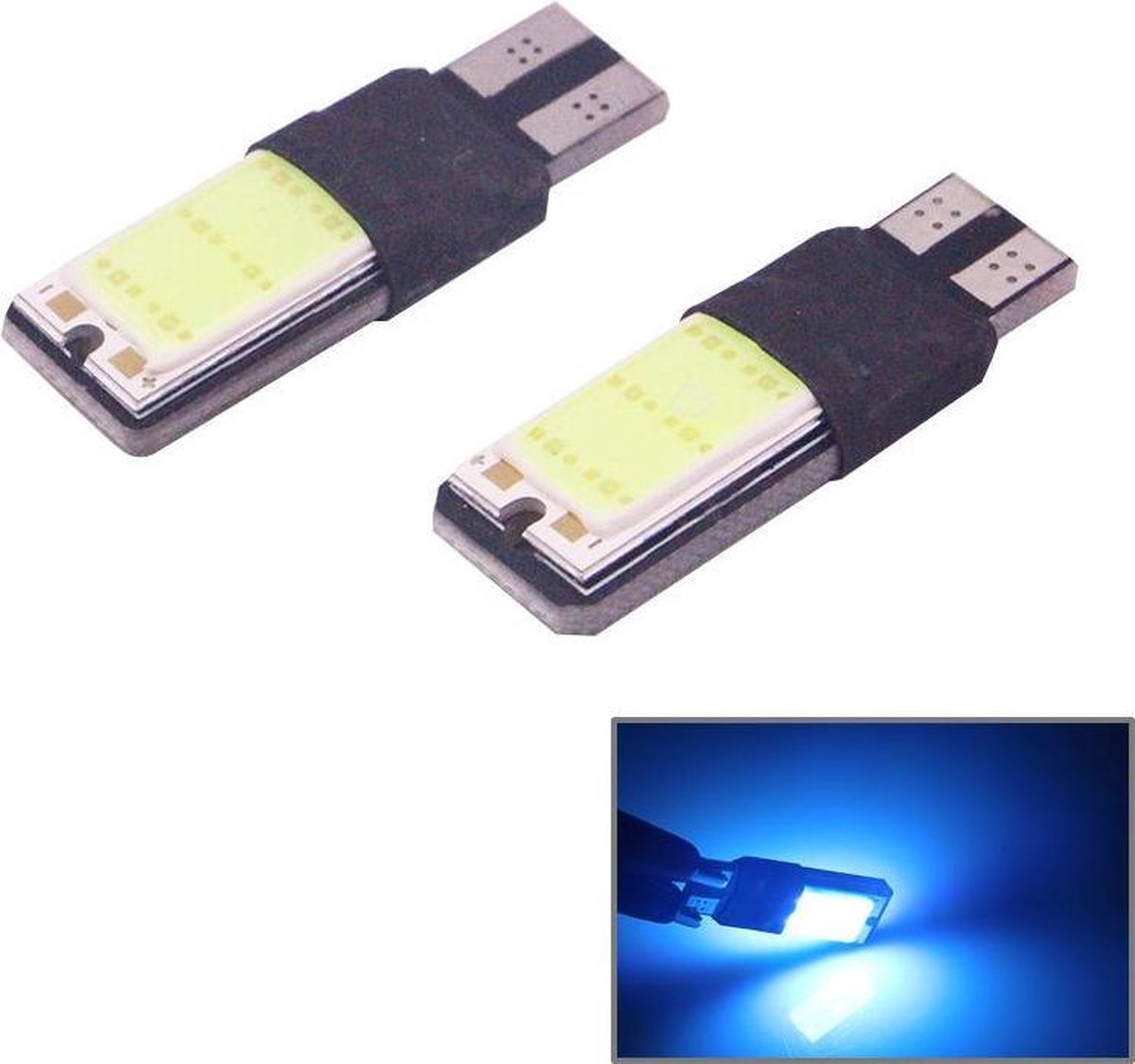 2 STKS T10 3W 160-180LM 2 LED Ice Blue COB LED Decoderen Auto-opruimingslichten Lamp