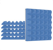 Zelfklevende geluidsisolatie pyramide | Akoestische panelen | isolatieplaten | Studioschuim | 30 x 30 x 5 cm | 6 stuks - Blauw