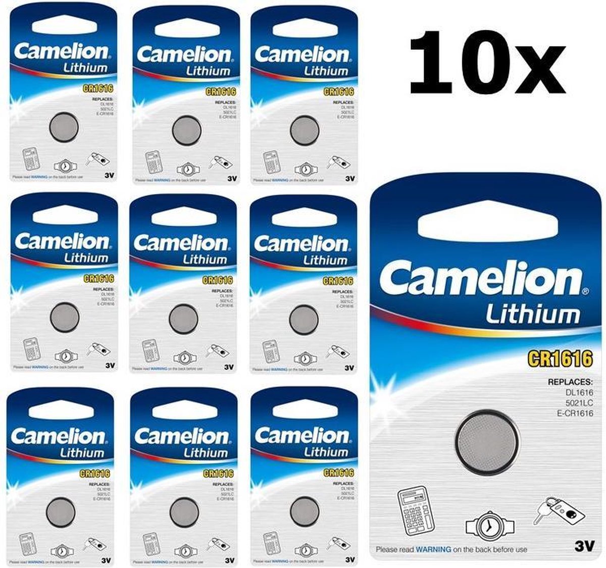 10 Stuks Camelion CR1616 3v lithium knoopcelbatterij