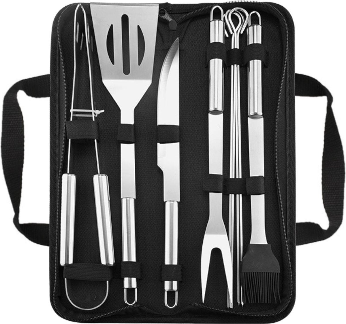 BBQ Accesoires – BBQ Gereedschap – BBQ Tang – BBQ Gereedschapset – 9-Delig Barbecue Gereedschap Set – Inclusief draagtas