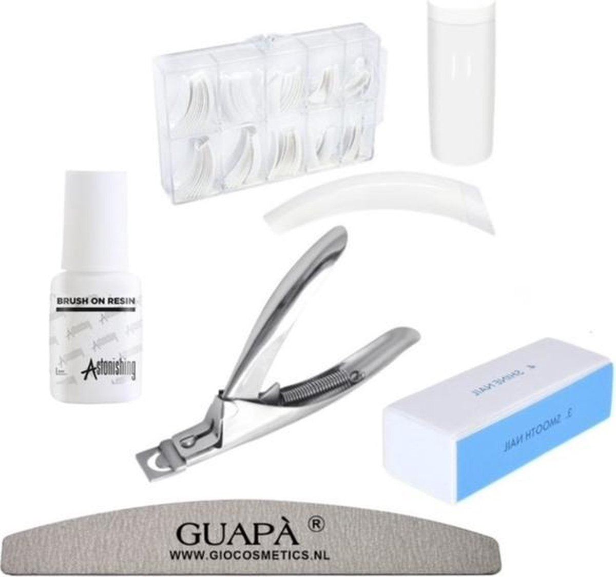 GUAPÀ - Kunstnagel Set voor het zetten van Nagelverlenging - 100 stuks French Manicure Wit Deluxe Nagel Kit - Acryl