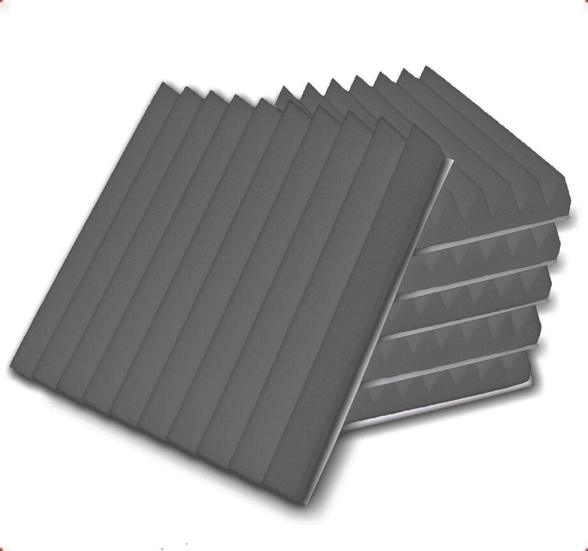 Zelfklevende geluidsisolatie| Akoestische panelen | Geluidsdemper | Studioschuim | 30 x 30 x 2.5 cm | 6 stuks - Grijs