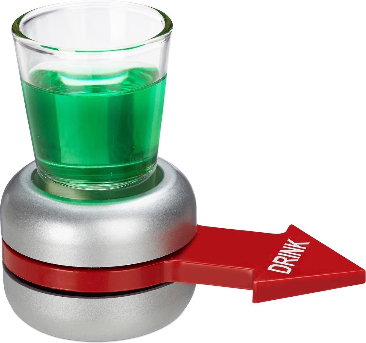 relaxdays drinkspel flesje draaien - drankspel spin the bottle - 2 cl shotglaasje