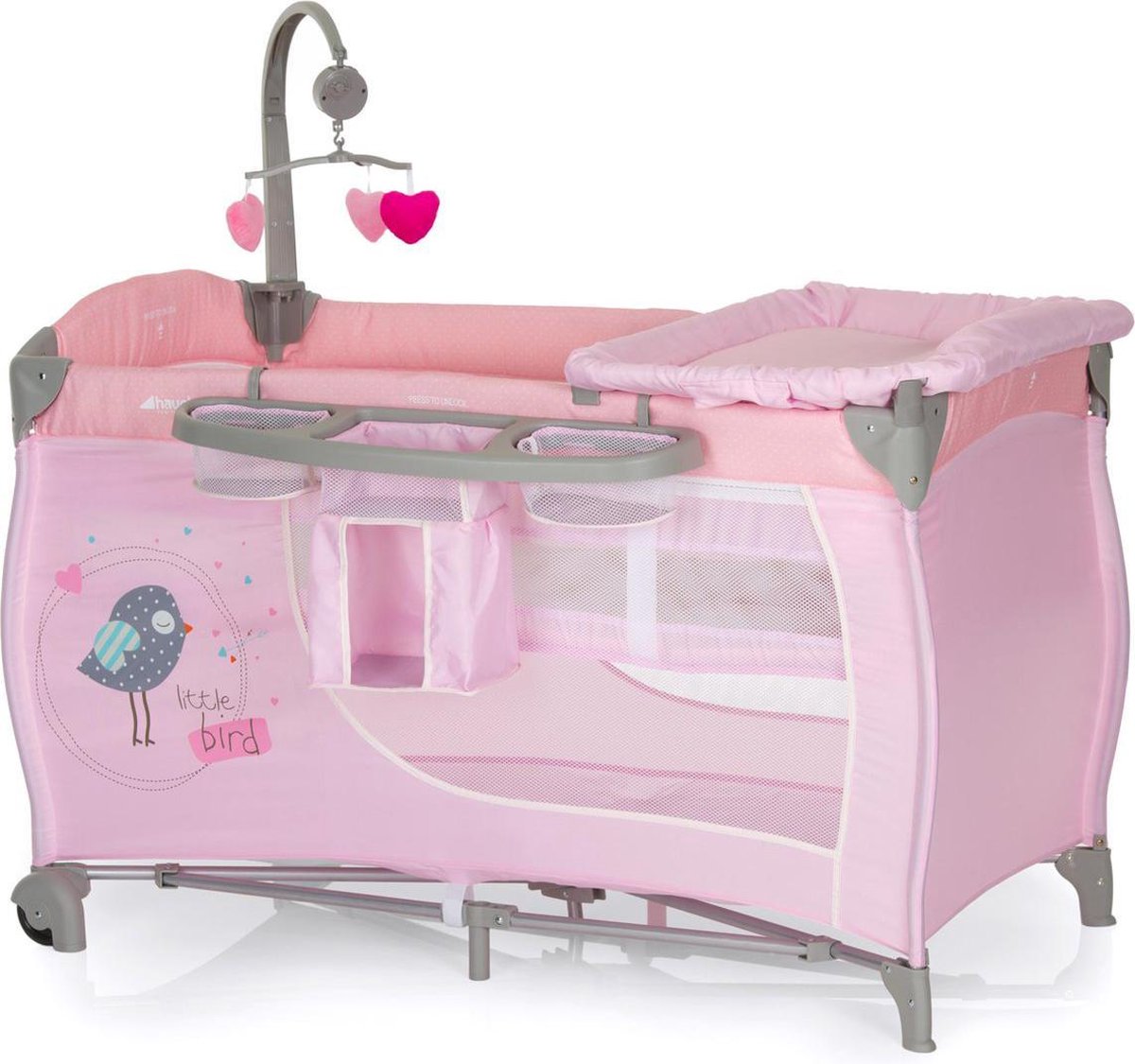 Hauck Babycenter Campingbedje - Birdie grey
