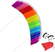 Duale Regenboog Matrasvlieger - Groot XXL - 30 Meter - Compleet pakket - Kinder vlieger meerdere kleuren - Parachute Kite - Vliegertouw Op Handvat Haspel