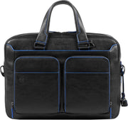Piquadro Blue Square S Matte Portfolio Computer Briefcase with iPad Black