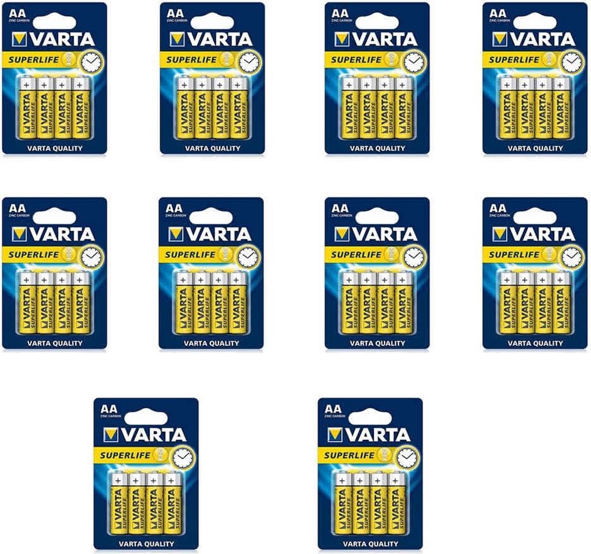 10 pakjes Varta Superlife AA Batterijen