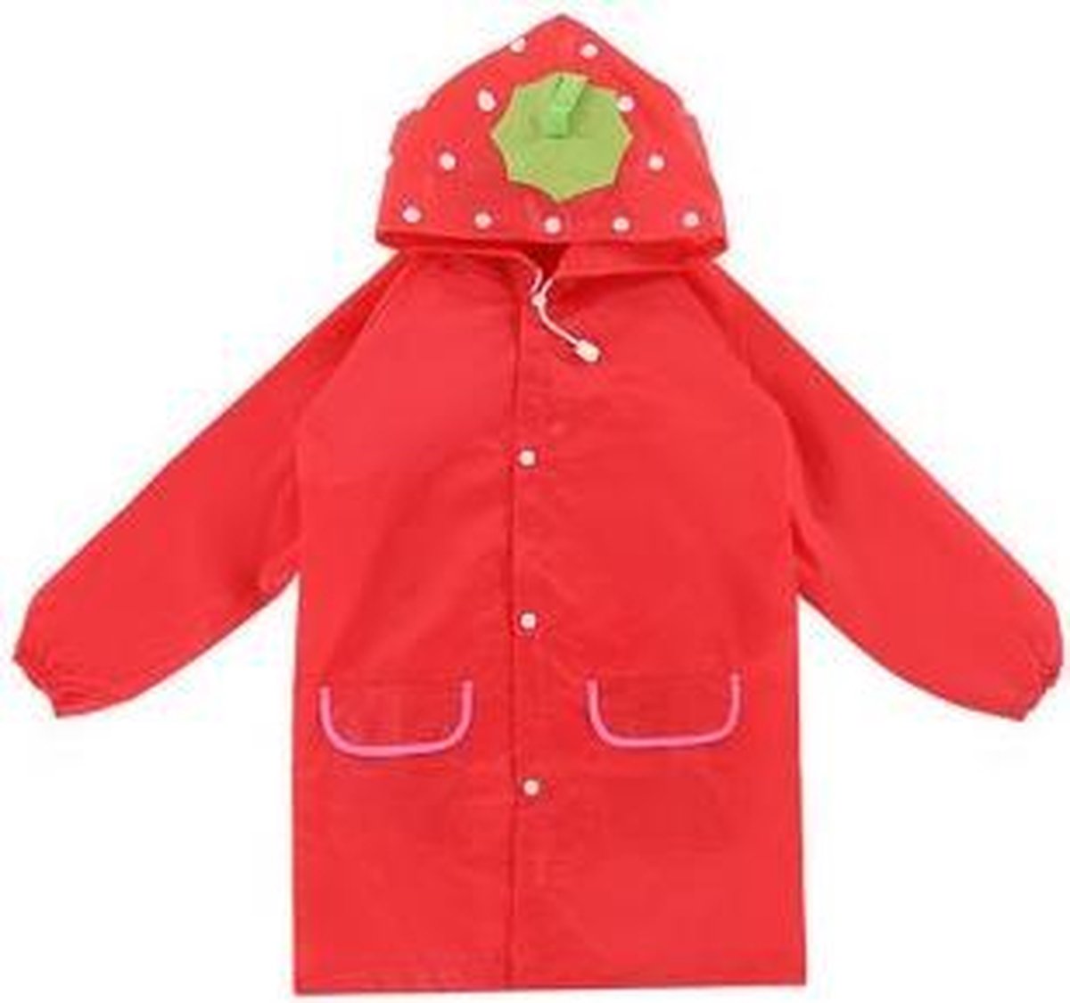 Poncho Regenponcho  - 4-6 jaar - Regenjas - One Size - rood aardbei