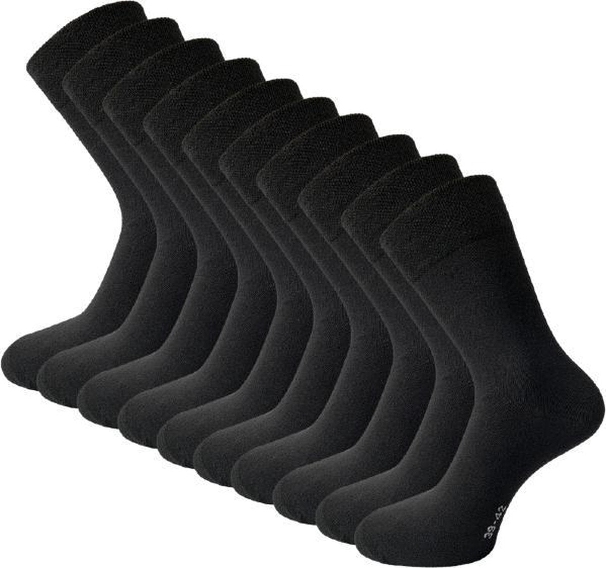 10 paar Sokken - VANSENZO - Basic - Zwart - Maat 47-50