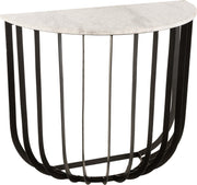 J-Line Console Halfrond Marmer/Ijzer Wit/Zwart