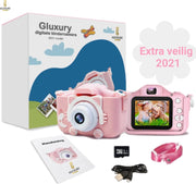 Gluxury Digitale Kindercamera 2021 HD 1080P 32 GB Inclusief Micro USB Kaart + SD Kaart – Nederlands - Fototoestel Voor Kinderen – Extra veilig - Vlog Camera – Nederlandstalig – USB Oplaadbaar – Roze – Digitaal Kinderfototoestel