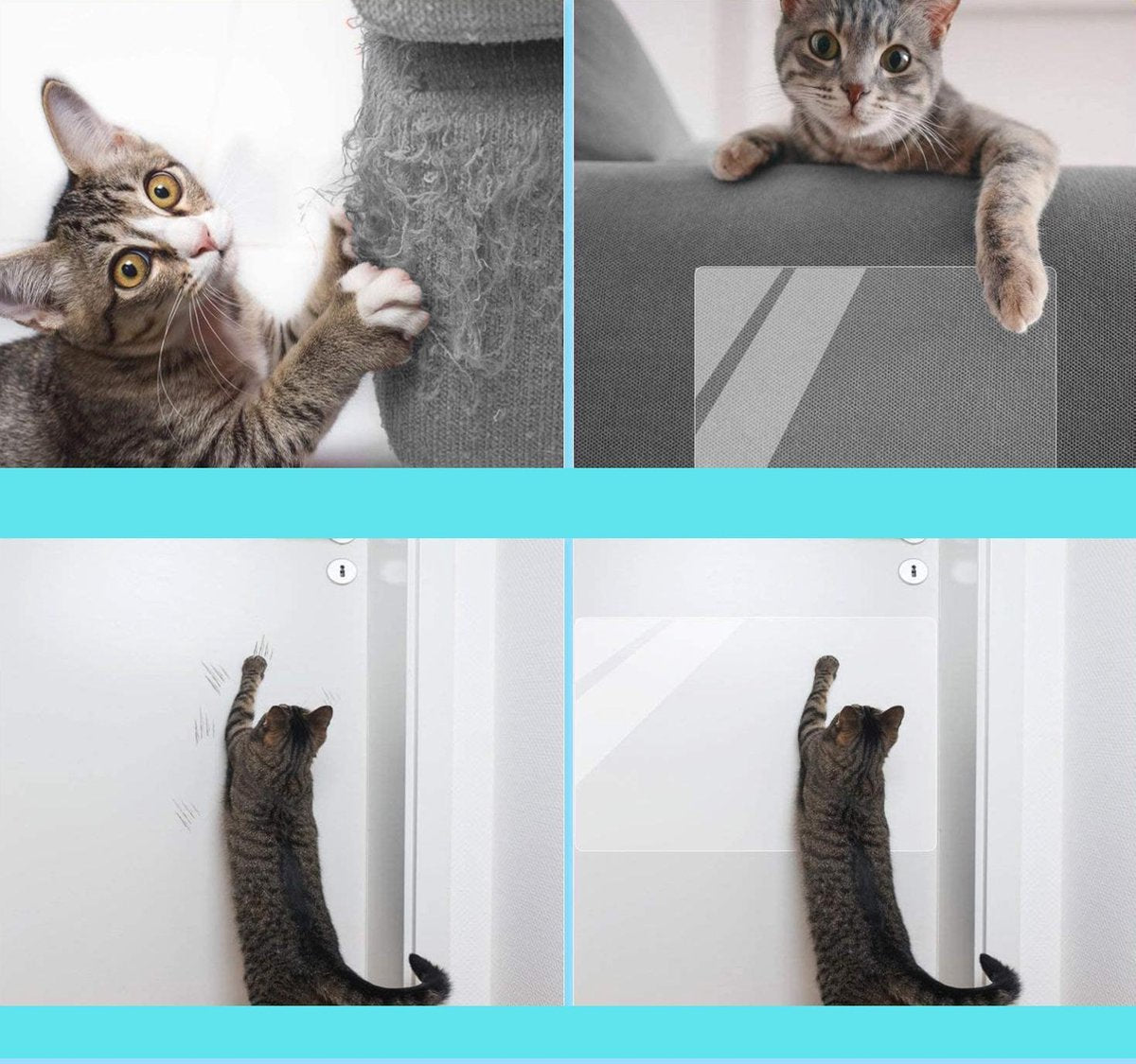 Vitamo™ Katten Anti Krab Training Sheets 6+2 Stuks Gratis - Meubelbescherming - Krabben - Diervriendelijke trainingstape - Tegen krabschade - Géén punaises nodig - Dubbelzijdig klevend - Transparant en extra groot - XL vellen