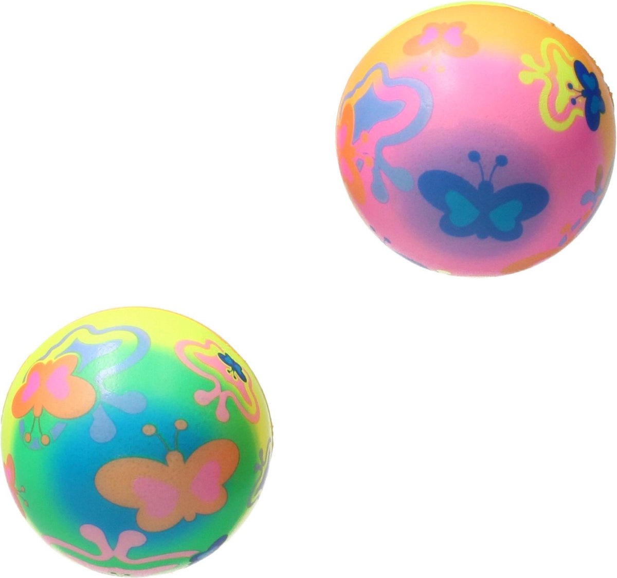 Stressbal Medium Density – 10 cm – Sensomotorische Stimulatie – Anti Stress –2 stuks – Regenboog Vlinder