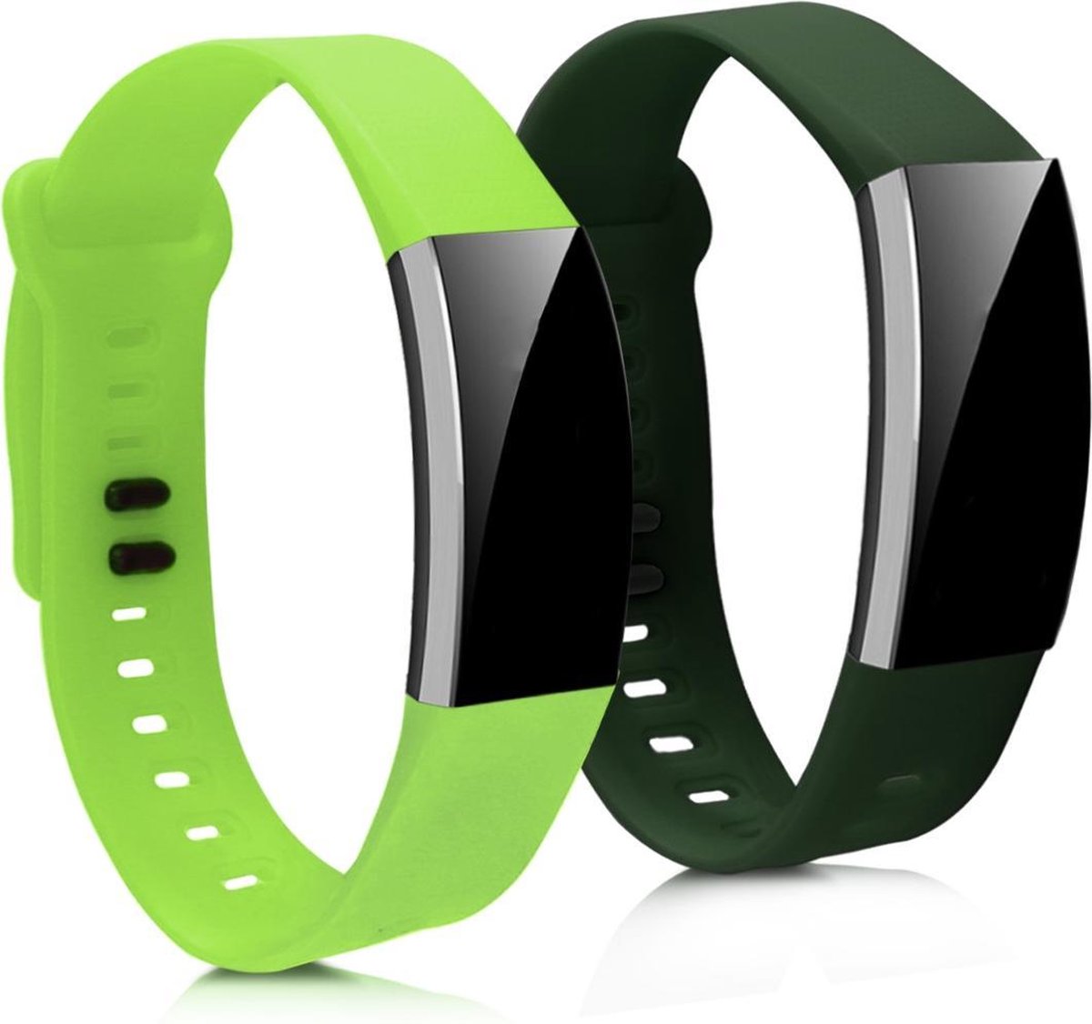 kwmobile 2x horlogeband voor Huawei Band 2 / Band 2 Pro - siliconen band voor fitnesstracker - lichtgroen / donkergroen