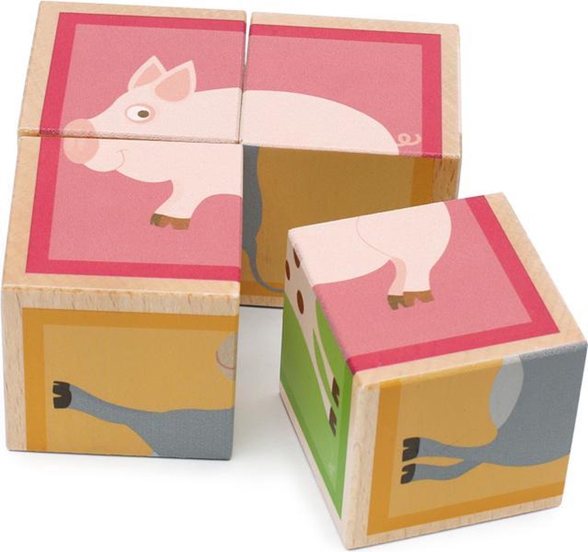 Scratch Blokkenpuzzel Boerderijdieren Junior 9 Cm Hout 4-delig