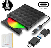 Draagbare Externe DVD en CD Speler voor Laptop - USB naar USB-C Adapter - Geschikt voor PC en MacBook - Brander - Zwart
