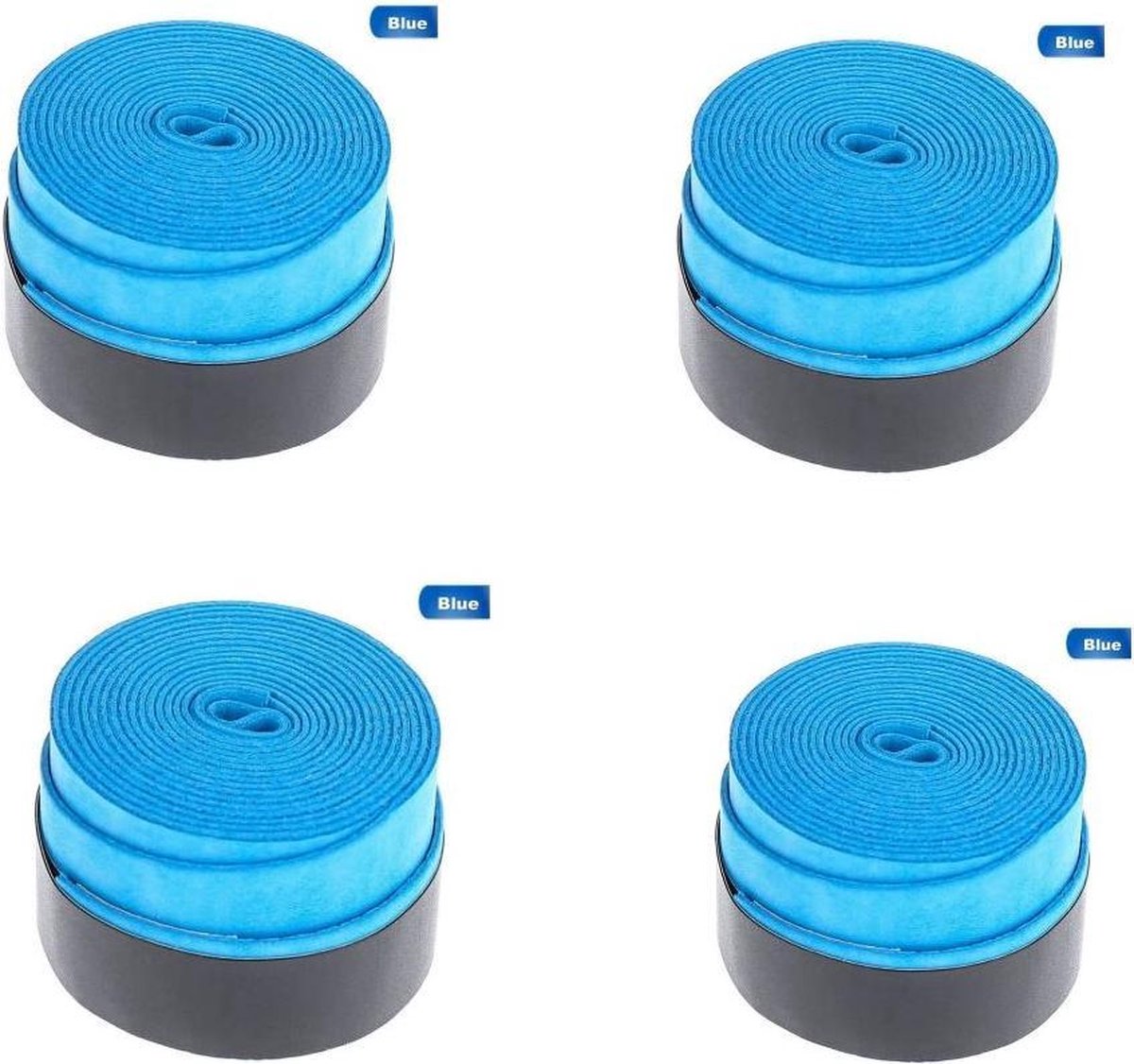 Overgrip blauw (tijdelijk 2+2!) - Racket overgrip - Tennisgrip - Softgrip - Absorberende overgrip - Tennis - Soft - Extra grip - 4 Stuks - Badminton - Squash - Padel