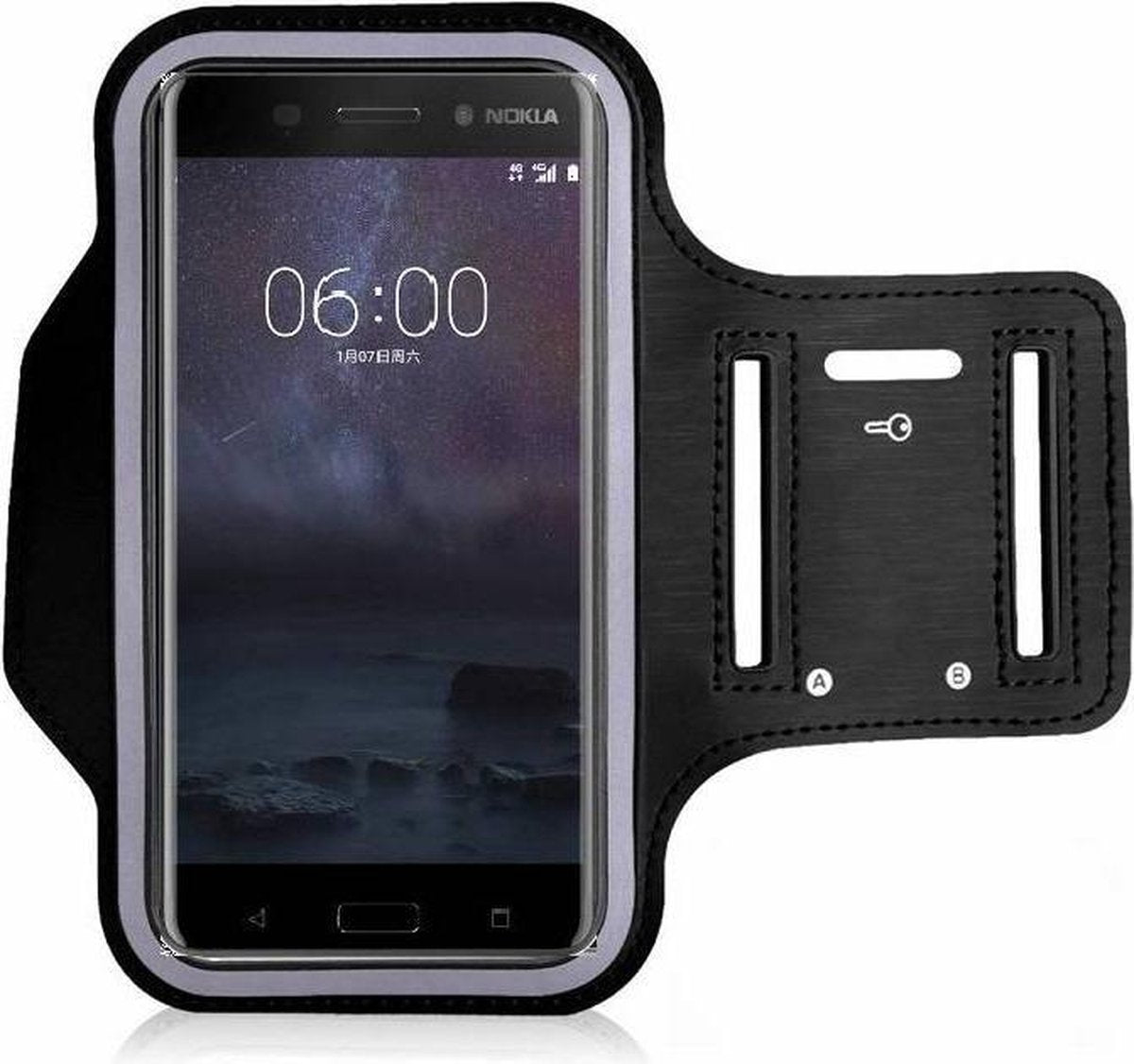 Nokia 6 - Sportarmband hoesje zwart hardloopband