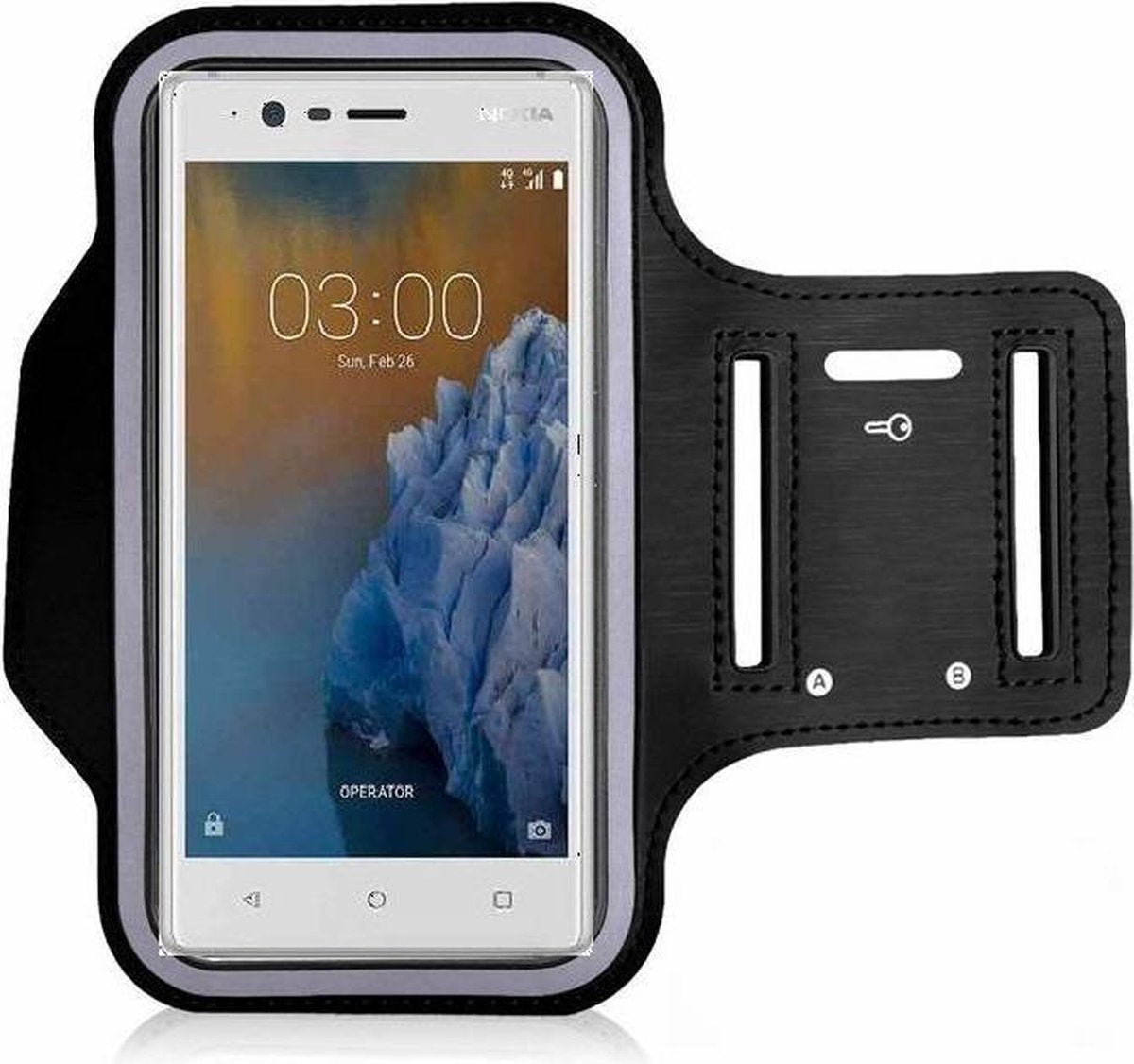 Nokia 3 - Sportarmband hoesje zwart hardloopband