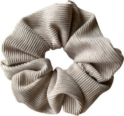 Scrunchie - XL - Oversized - Ribstof - Effen - Beige gemeleerd - Diameter circa 16 cm - 80% Katoen