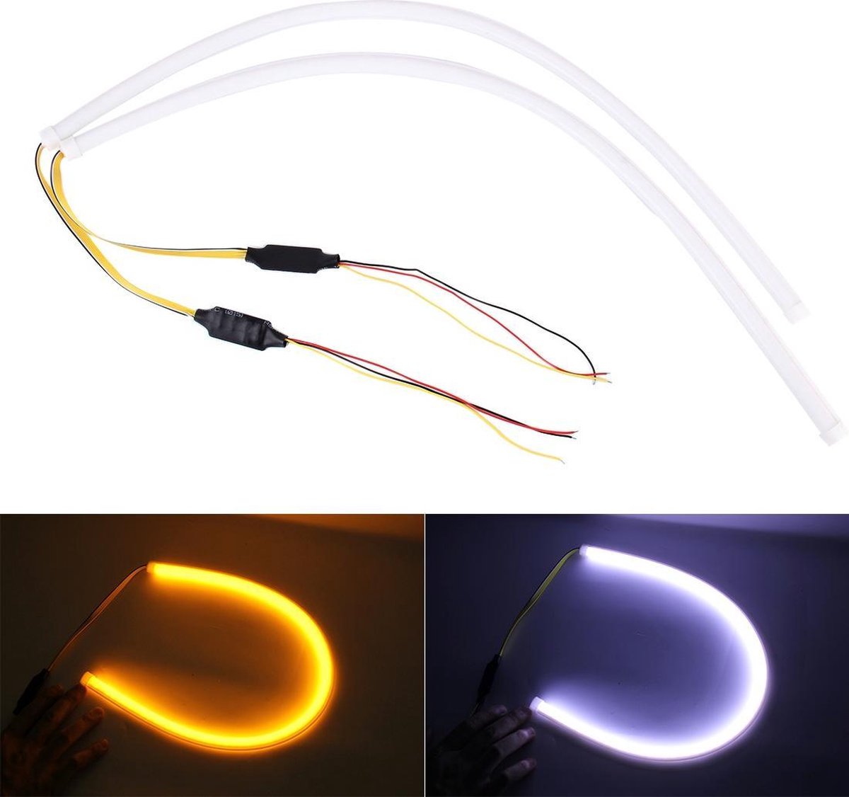 2 stuks 12V auto-dagrijverlichting Zachte artikellamp met waterstromend effect