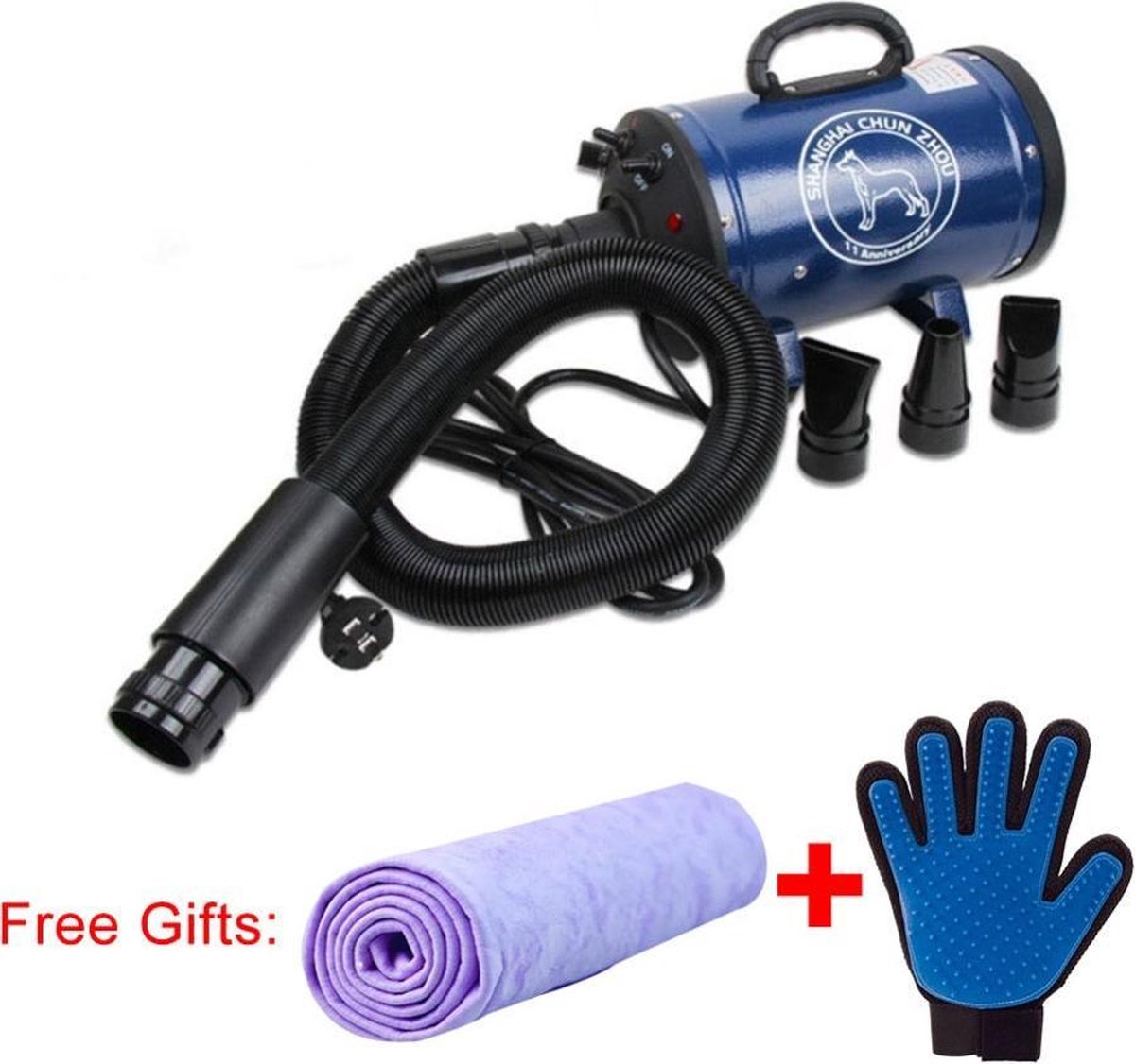 TBG Hondenverzorging Droger Huisdier Föhn Huisdier Hond Kattenverzorging Blower Warme wind 2400w Blue