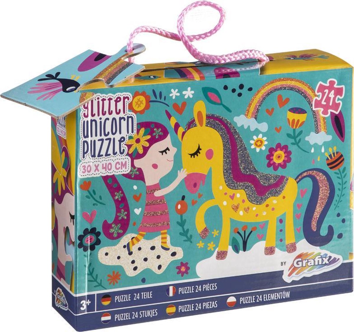 Glitter puzzel Grafix | Unicorn | Afmeting 30 x 40 CM | 24 stukjes | Legpuzzel