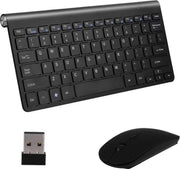 HBKS Mini Toetsenbord en Muis Draadloos - USB Connector - Apple - Android - QWERTY Draadloze Toetsenborden - Wireless Keyboard & Mouse - Zwart