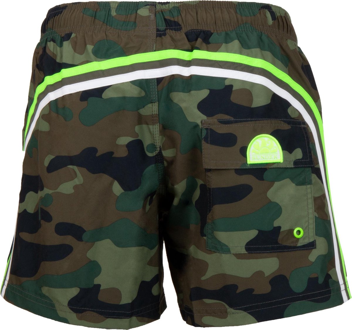 Sundek Elastic Waist 14  Zwembroek - Mannen - Groen camouflage/Groen/Wit