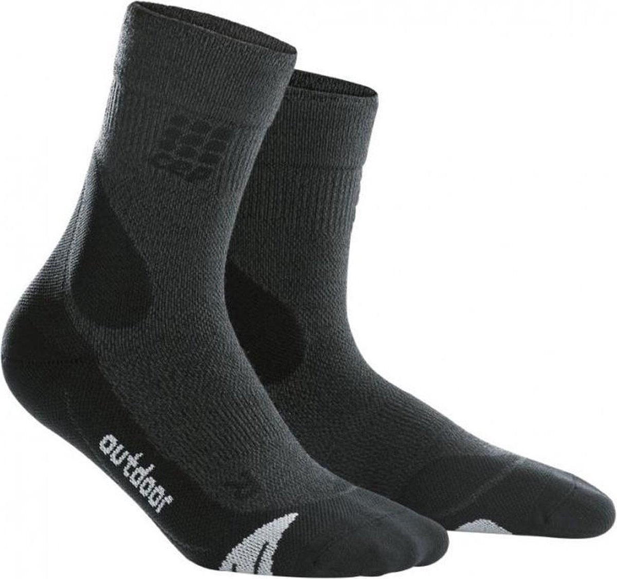 CEP Hiking Merino Mid-Cut Compressie Wandelsokken - Grijs/Zwart - Dames (34-37)