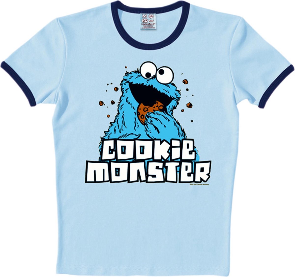 Sesamstraat Koekiemonster shirt heren slim fit blauw - Medium